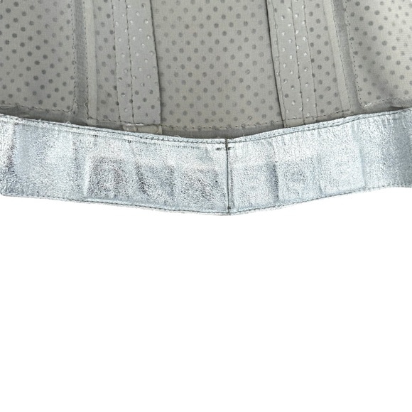 ROBERTO CAVALLI SILVER PERFORATED LEATHER FITTED FULL ZIP JACKET - WAS ALTERED - Picture 15 of 16